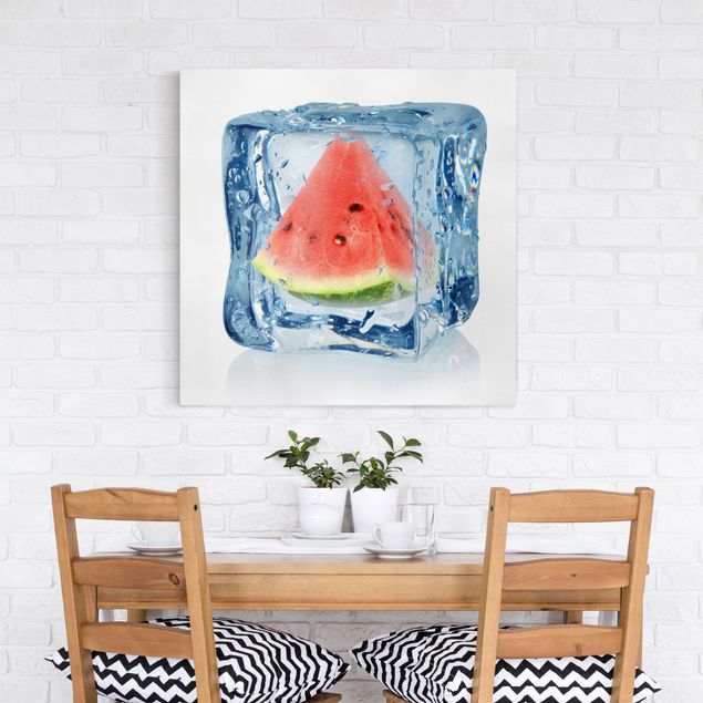 Schöne Wandbilder Melone im Eiswürfel