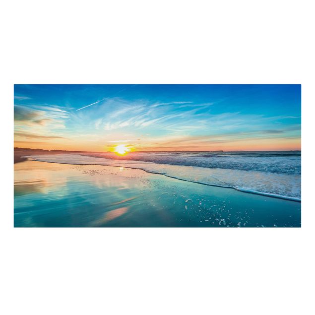 Leinwandbilder Strand und Meer Romantischer Sonnenuntergang am Meer