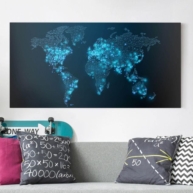 Leinwandbilder XXL Connected World Weltkarte