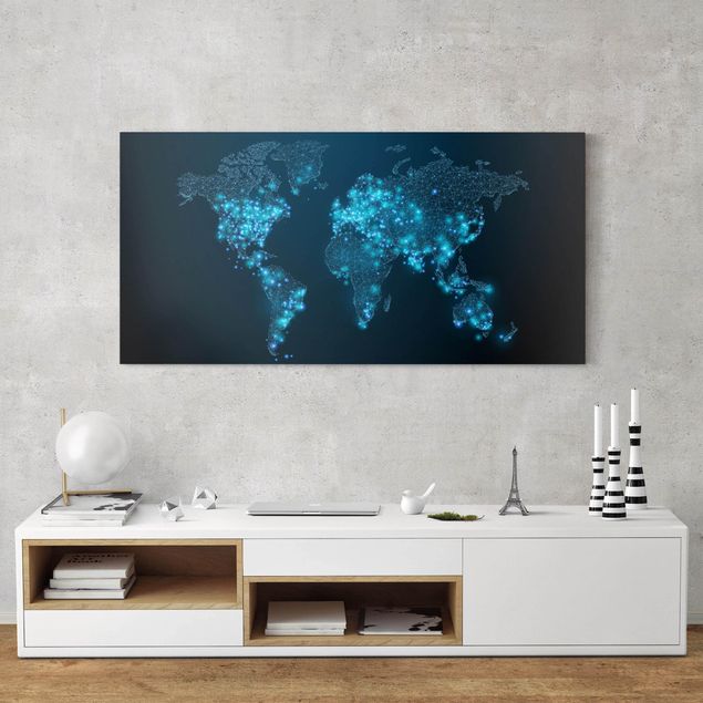 Leinwandbilder Wohnzimmer modern Connected World Weltkarte