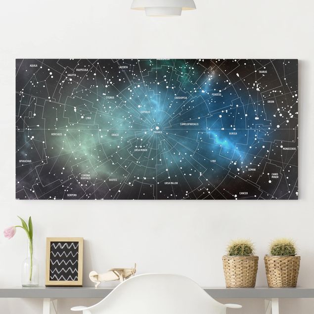 Leinwand Bilder XXL Sternbilder Karte Galaxienebel