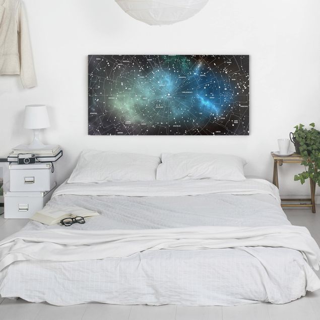 Moderne Leinwandbilder Wohnzimmer Sternbilder Karte Galaxienebel
