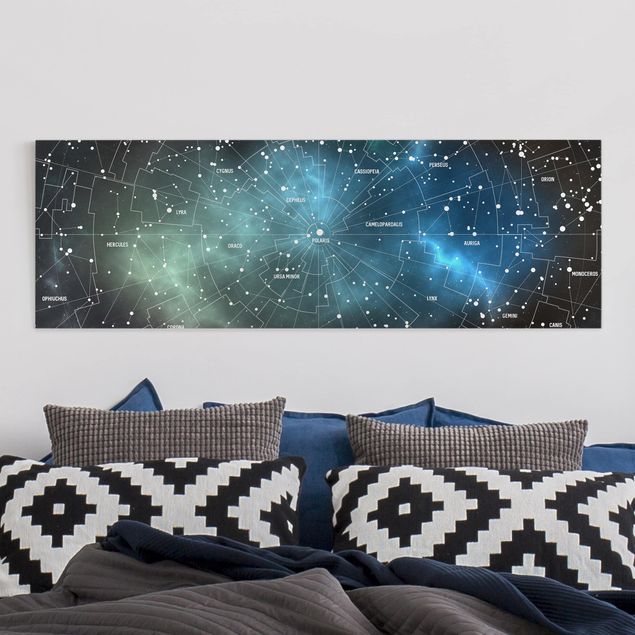 Wandbild Weltkarte Sternbilder Karte Galaxienebel