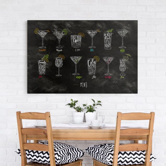 Wandbilder Schwarz-Weiß Cocktail Menu