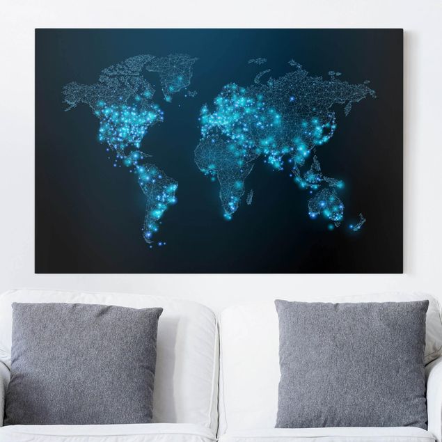 Leinwand Weltkarte Connected World Weltkarte