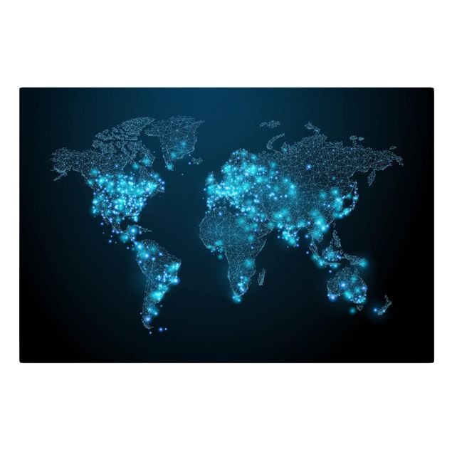 Schöne Leinwandbilder Connected World Weltkarte