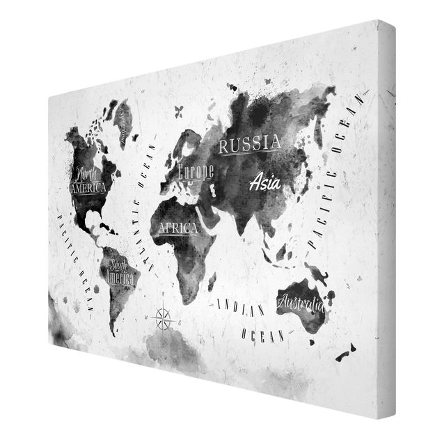 Leinwandbilder Weltkarte Aquarell schwarz