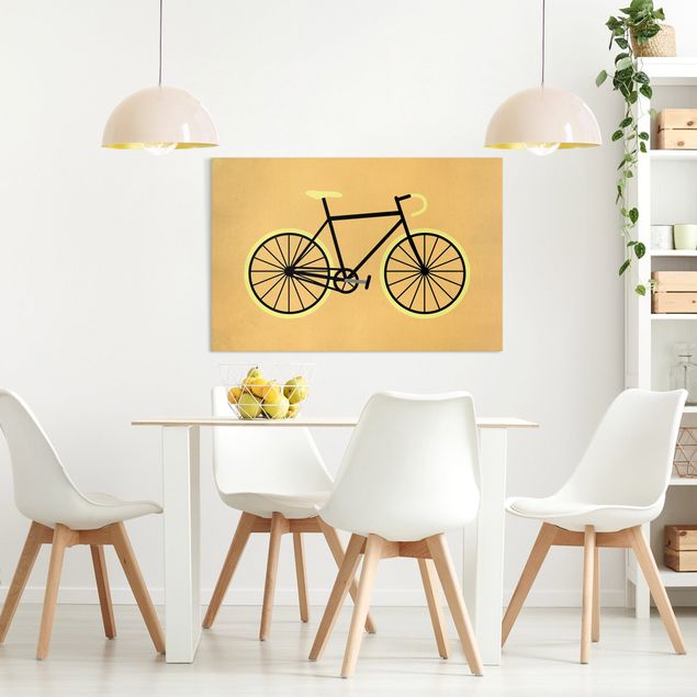 Wandbilder Wohnzimmer modern Fahrrad in Gelb