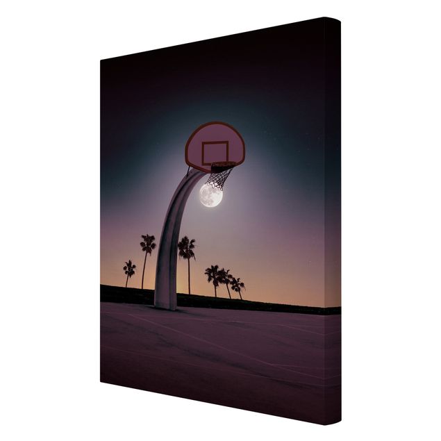 Leinwandbild - Jonas Loose - Basketball mit Mond - Hochformat 3:2
