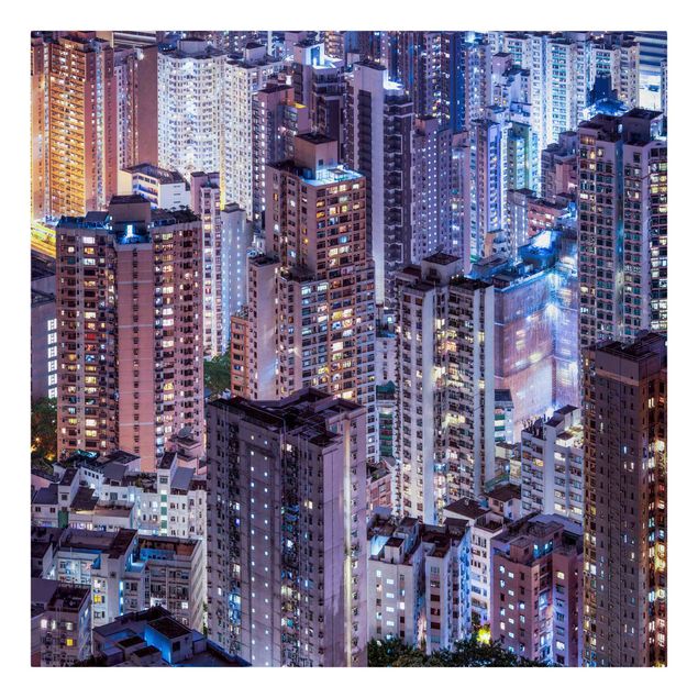 Leinwandbilder Wohnzimmer modern Hongkong Lichtermeer