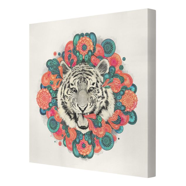 Kunstdrucke auf Leinwand Illustration Tiger Zeichnung Mandala Paisley