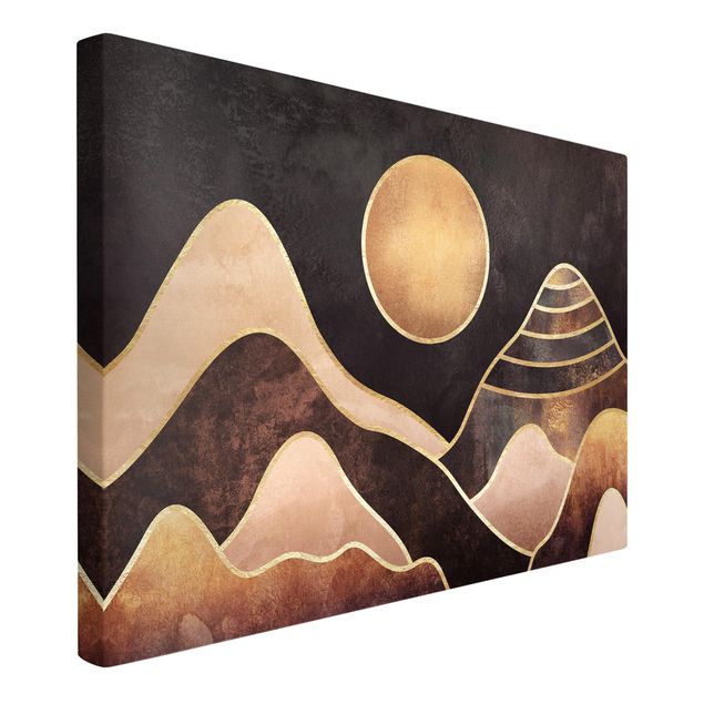 Wandbilder abstrakt Goldene Sonne abstrakte Berge