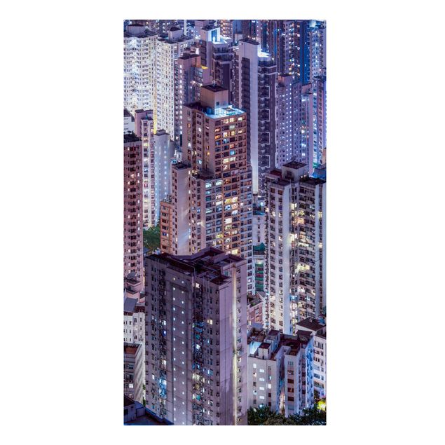 Moderne Leinwandbilder Wohnzimmer Hongkong Lichtermeer