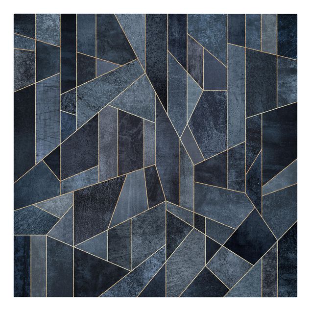 Leinwandbilder abstrakt Blaue Geometrie Aquarell