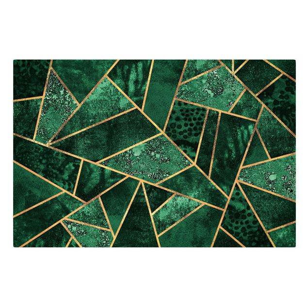 Leinwandbild Kunstdruck Dunkler Smaragd mit Gold