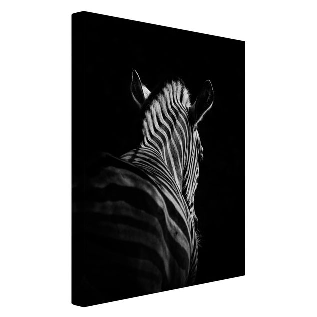 Leinwand Schwarz-Weiß Dunkle Zebra Silhouette