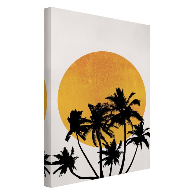 Leinwandbilder Natur Palmen vor goldener Sonne