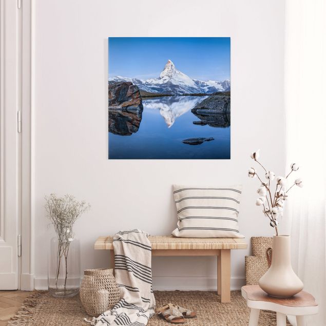 Leinwand Berge Stellisee vor dem Matterhorn