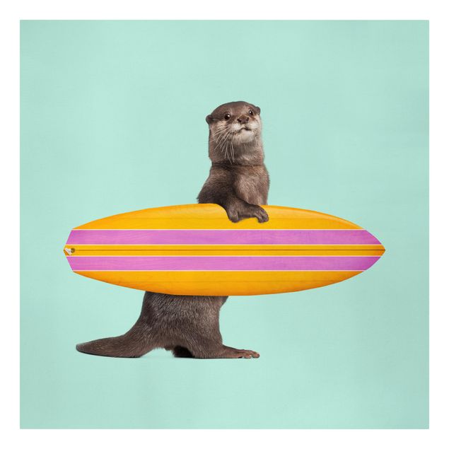 Schöne Wandbilder Otter mit Surfbrett
