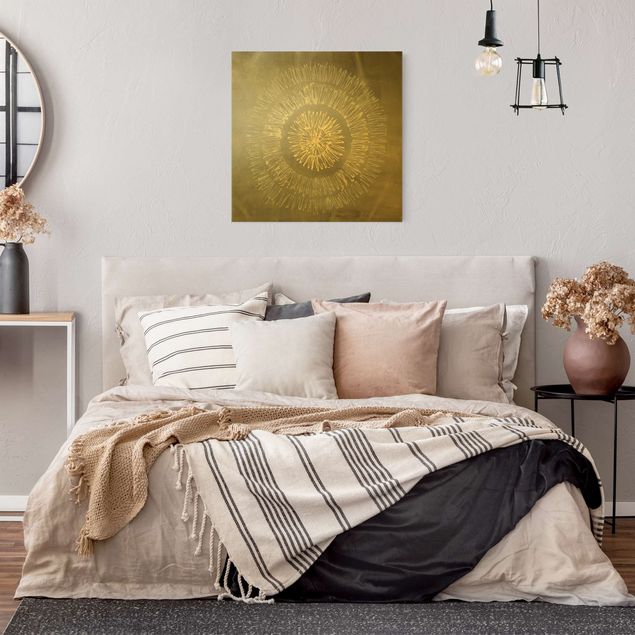 Wandbilder Wohnzimmer modern Polarstern Grau Gold I