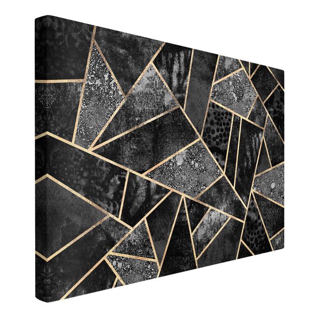 Wandbilder abstrakt Graue Dreiecke Gold