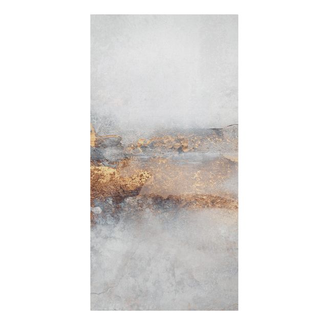 Leinwandbild Kunstdruck Gold-Grauer Nebel