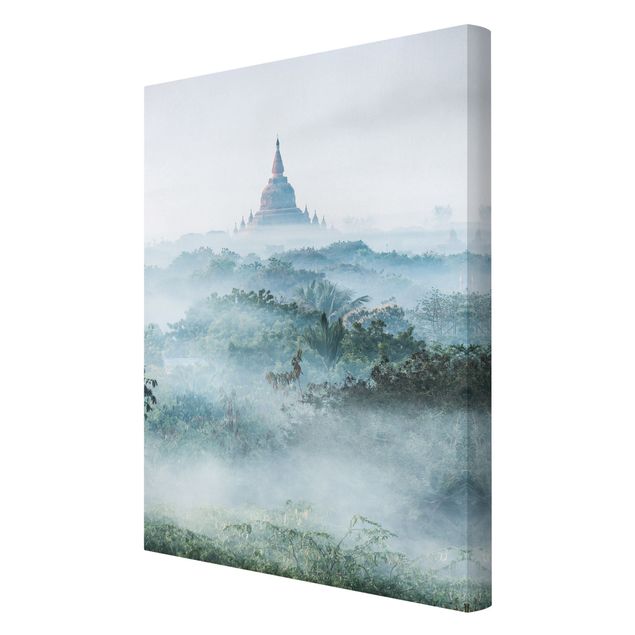 Leinwandbilder Wohnzimmer modern Morgennebel über dem Dschungel von Bagan