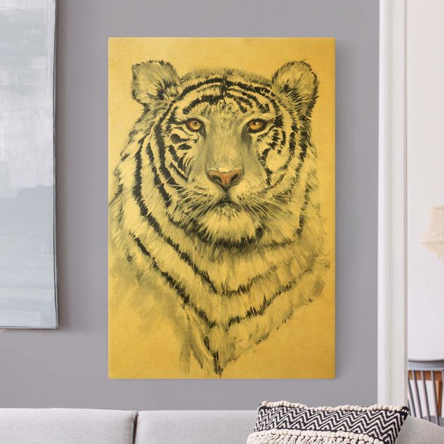 Wandbilder Löwe Portrait Weißer Tiger I