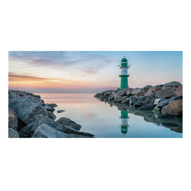 Leinwandbilder Strand und Meer Sunset at the Lighthouse