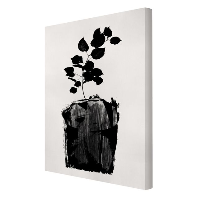 Bilder für die Wand Grafische Pflanzenwelt - Schwarze Blätter