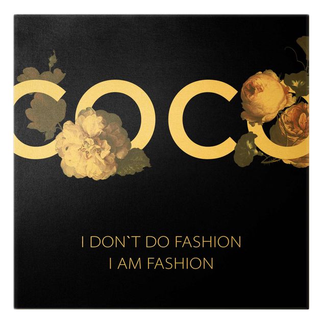 Schöne Leinwandbilder COCO - I don´t do fashion Rosen Schwarz