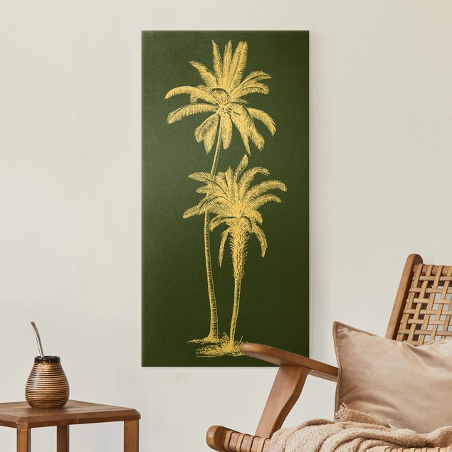 Wandbilder Wohnzimmer modern Illustration Palmen auf Grün
