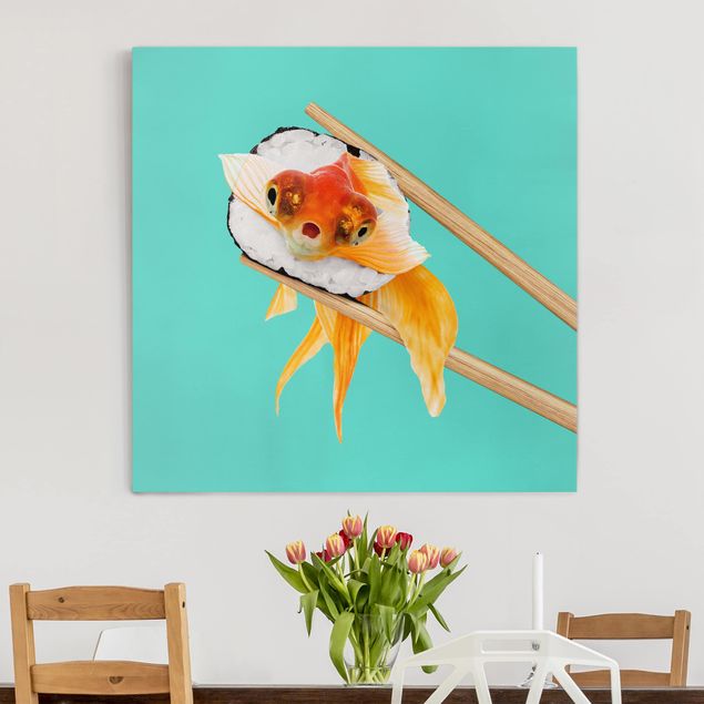 Wandbilder XXL Sushi mit Goldfisch