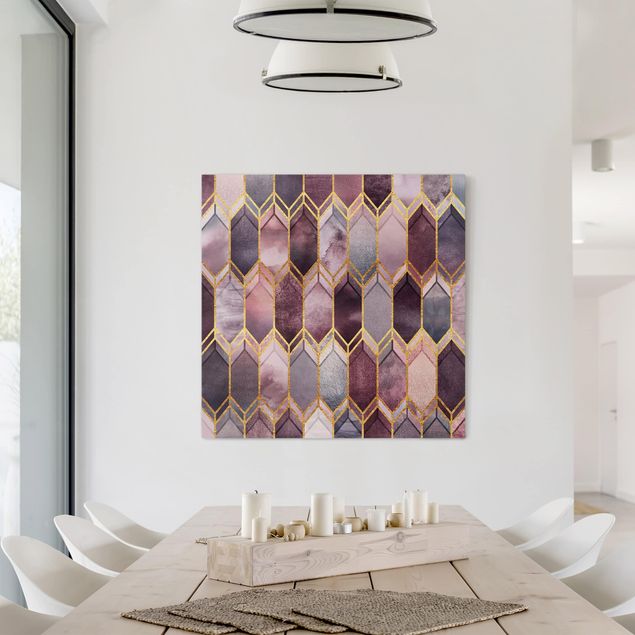 Wandbilder abstrakt Glasmalerei geometrisch Rosé Gold