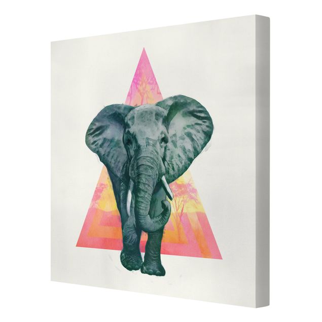 Leinwandbilder Tier Illustration Elefant vor Dreieck Malerei