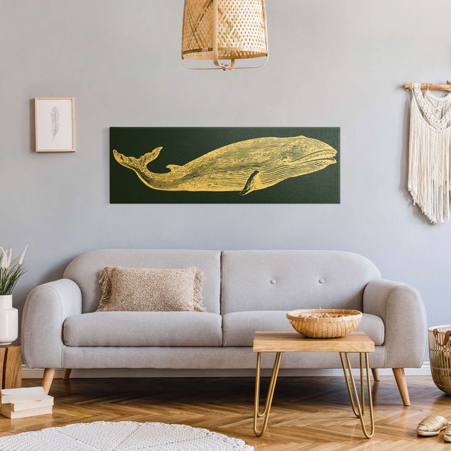 Wandbilder Tiere Illustration Wal auf Blau