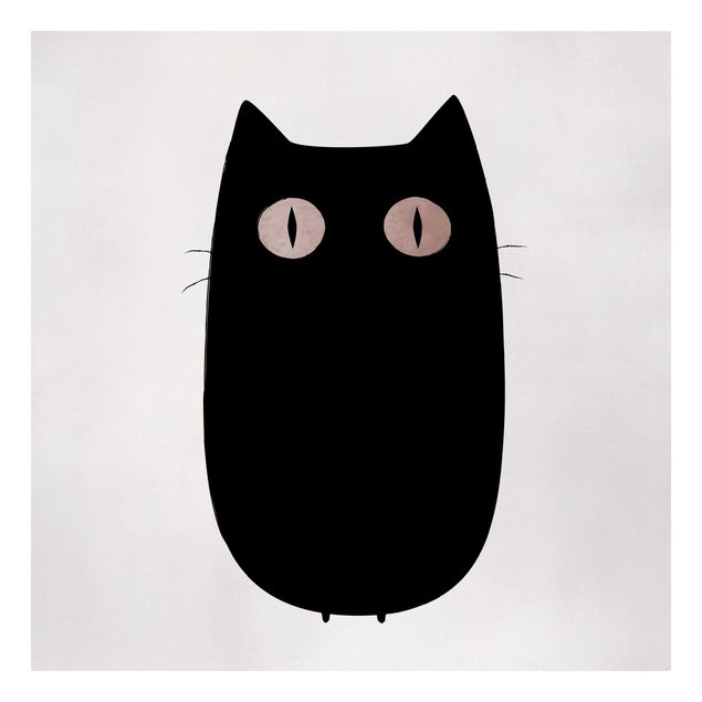 Leinwandbild Kunstdruck Schwarze Katze Illustration