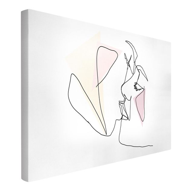 Leinwandbilder Wohnzimmer modern Kuss Gesichter Line Art
