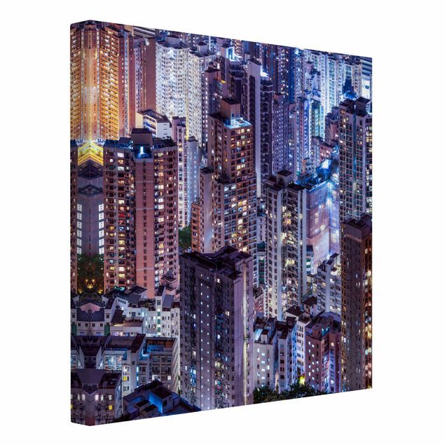 Leinwandbilder Skyline Hongkong Lichtermeer