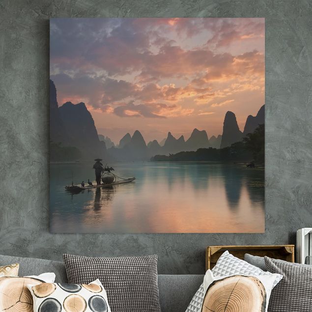 Wandbilder XXL Sonnenaufgang über chinesischem Fluss