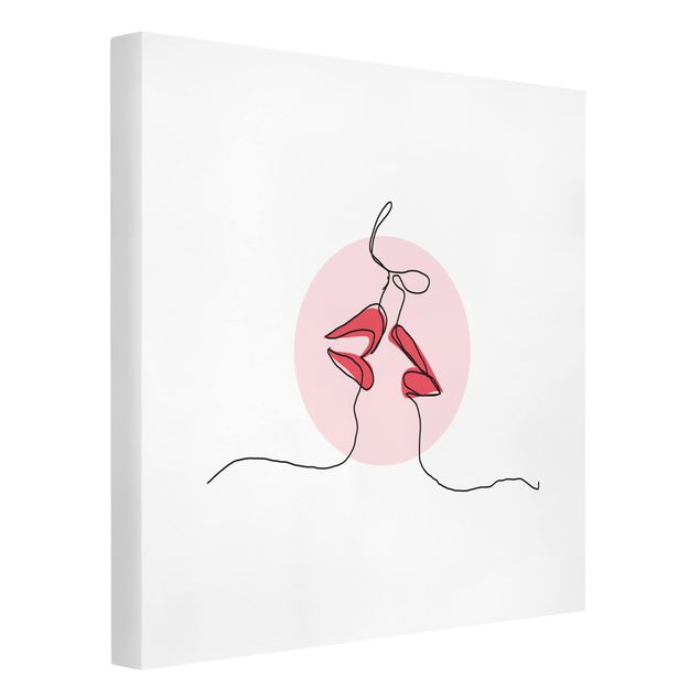 Leinwandbilder abstrakt Lippen Kuss Line Art