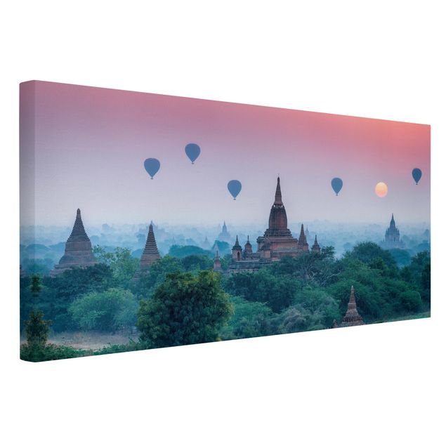 Wandbilder Skyline Heißluftballons über Tempelanlage