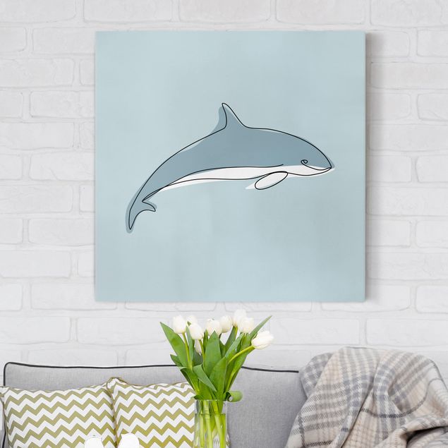 Schöne Leinwandbilder Delfin Line Art