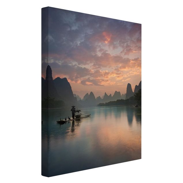 Leinwandbilder Wohnzimmer modern Sonnenaufgang über chinesischem Fluss