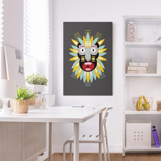 Leinwandbild Kunstdruck Collage Ethno Maske - King Kong