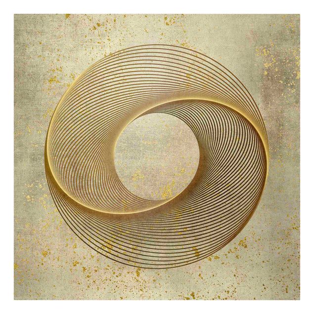 Schöne Wandbilder Line Art Kreisspirale Gold