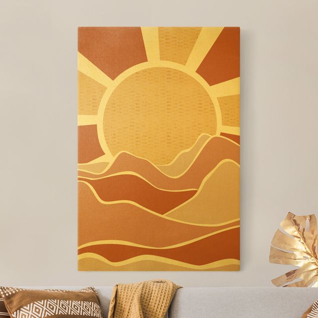 Leinwandbilder Sonnenuntergänge Berglandschaft mit goldenem Sonnenaufgang