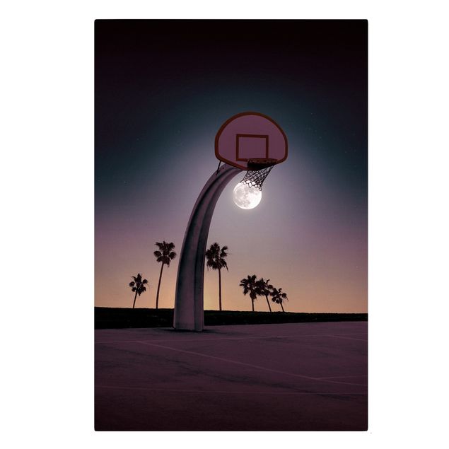 Schöne Leinwandbilder Basketball mit Mond
