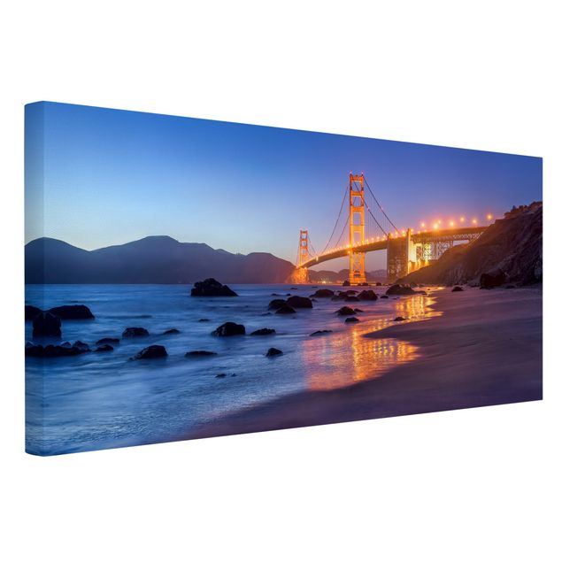 Leinwandbilder Wohnzimmer modern Golden Gate Bridge am Abend
