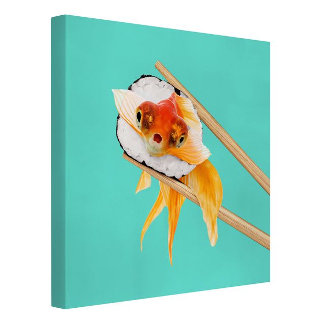 Kunstdrucke auf Leinwand Sushi mit Goldfisch